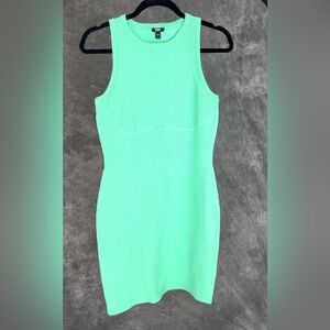 Express Body Contour Ribbed Mint Green Mini Dress | Size S